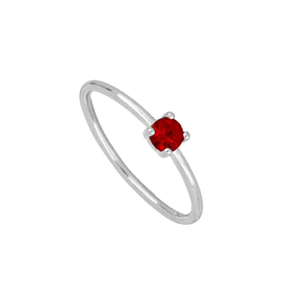 Anillo circonita roja silver