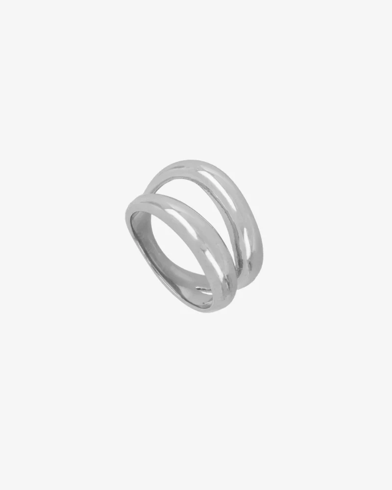 Anillo dos franjas Simple Acero Silver