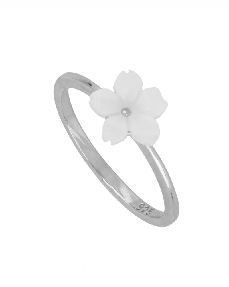 Anillo Flor blanca Silver