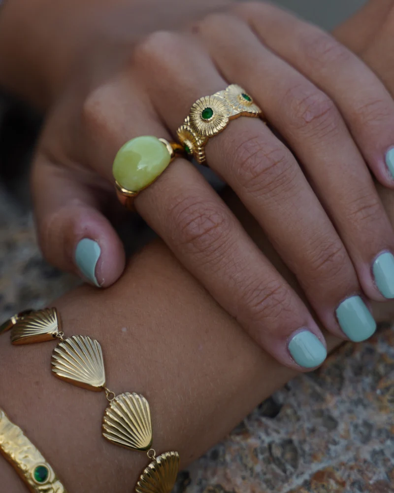 Anillo Green Flower Silver - Image 2