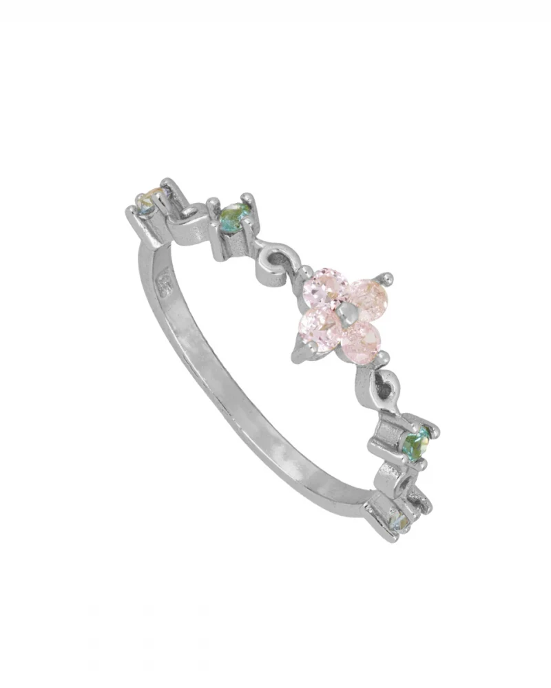 Anillo mil Hojas Pink Silver