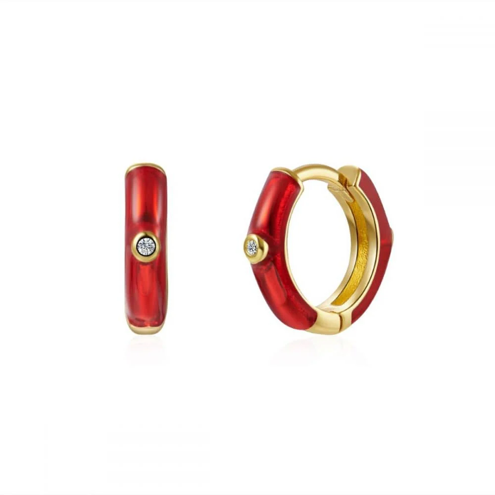 Aritos enamel rojo