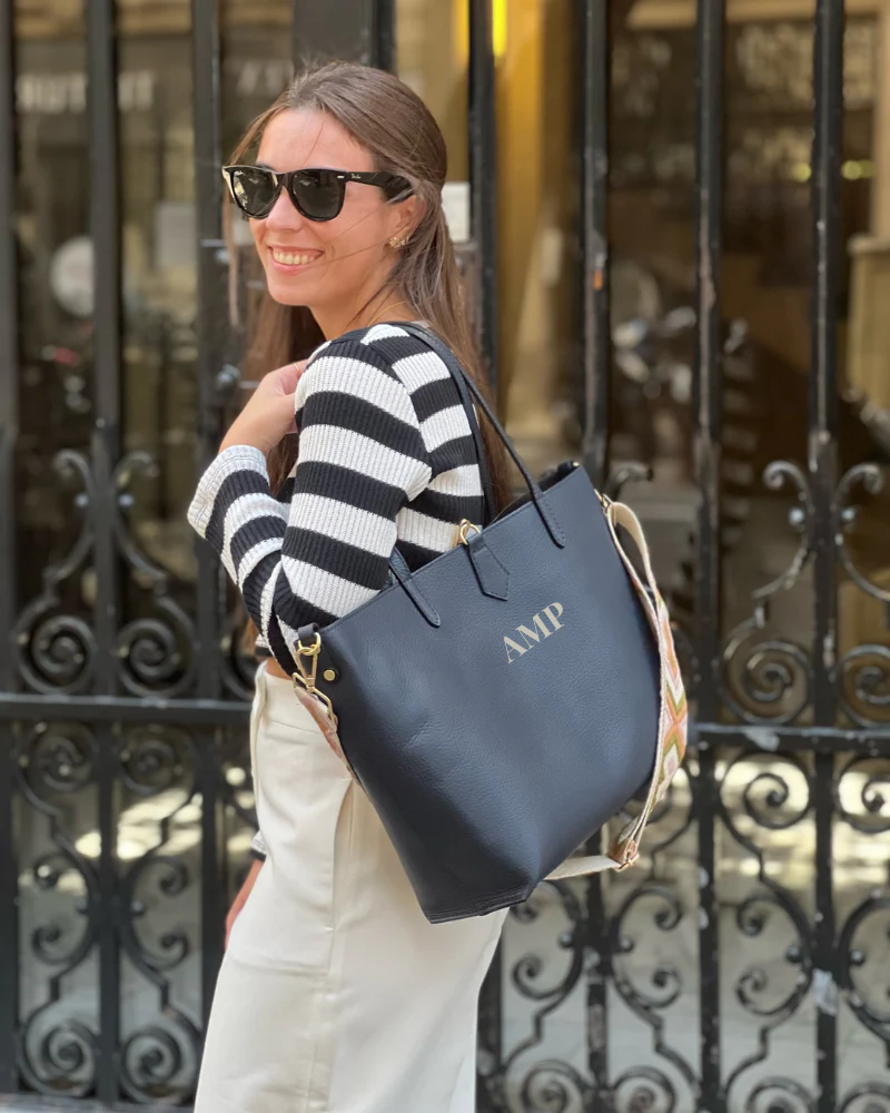 Bolso Shopping bag leather Navy - Image 3
