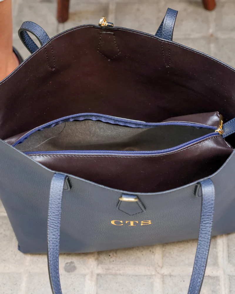 Bolso Shopping bag leather Navy - Image 7