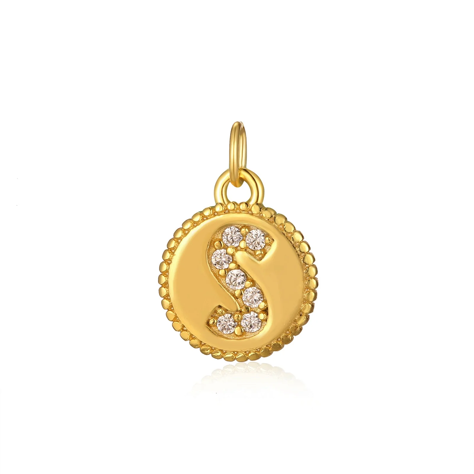 Charm inicial mini plaquita circonitas gold - Image 19