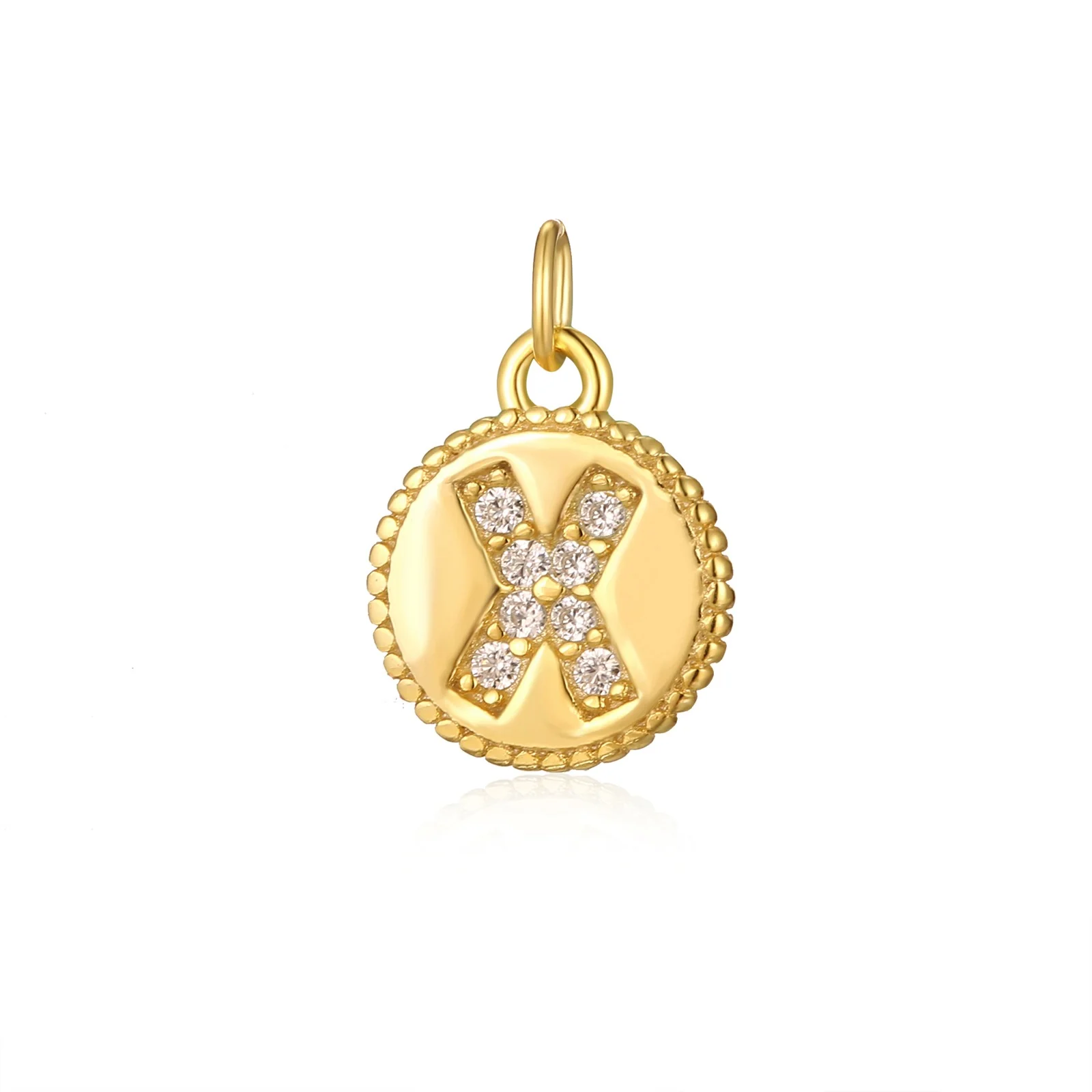 Charm inicial mini plaquita circonitas gold - Image 24