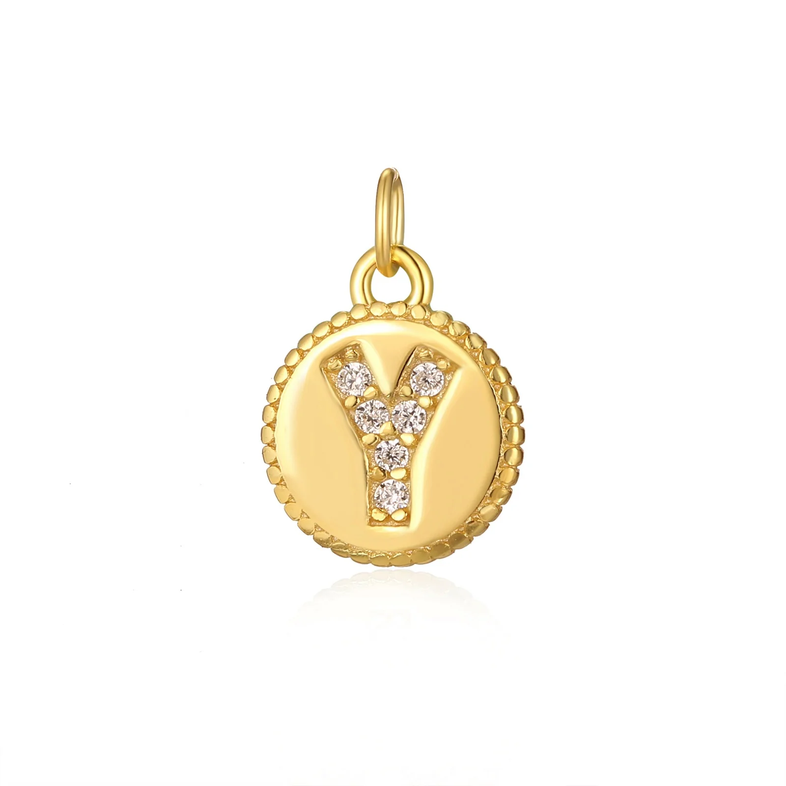 Charm inicial mini plaquita circonitas gold - Image 25
