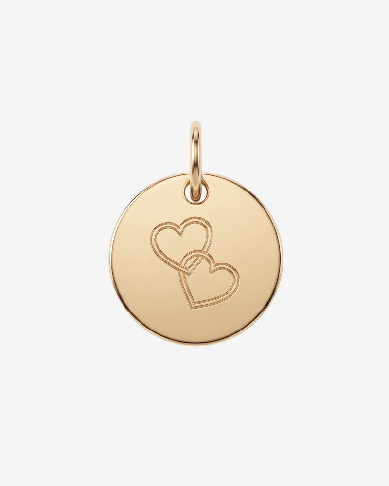 Charm plaquita dos corazones enlazados