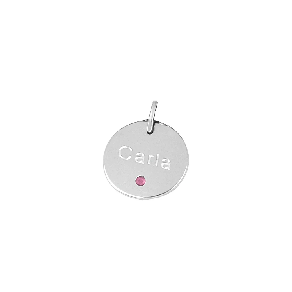 Charm plaquita personalizable circonita fucsia - Image 4