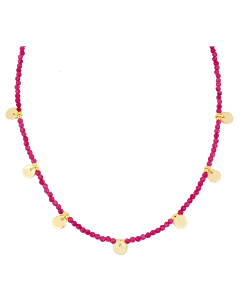 Chocker plaquitas calcedonia fucsia