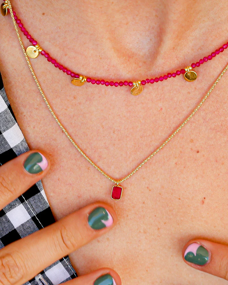 Chocker plaquitas calcedonia fucsia silver - Image 3