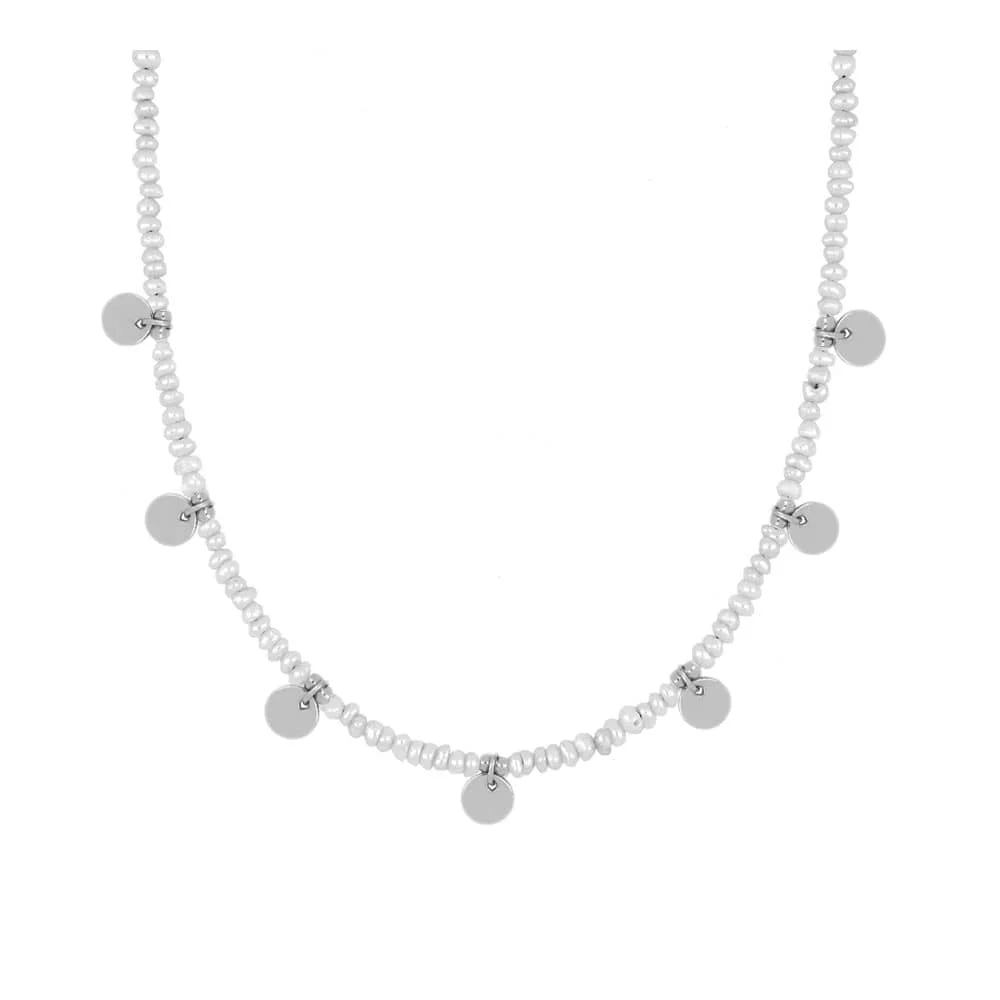 Chocker plaquitas perlas silver