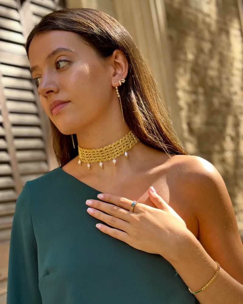 Choker Classic Golden Crochet - Image 3