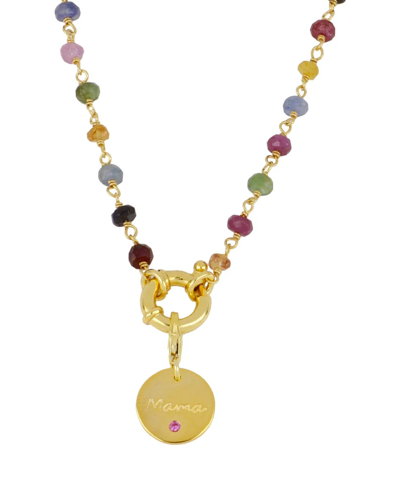 Collar Bella Turmalina light con plaquita Mamá - Image 3