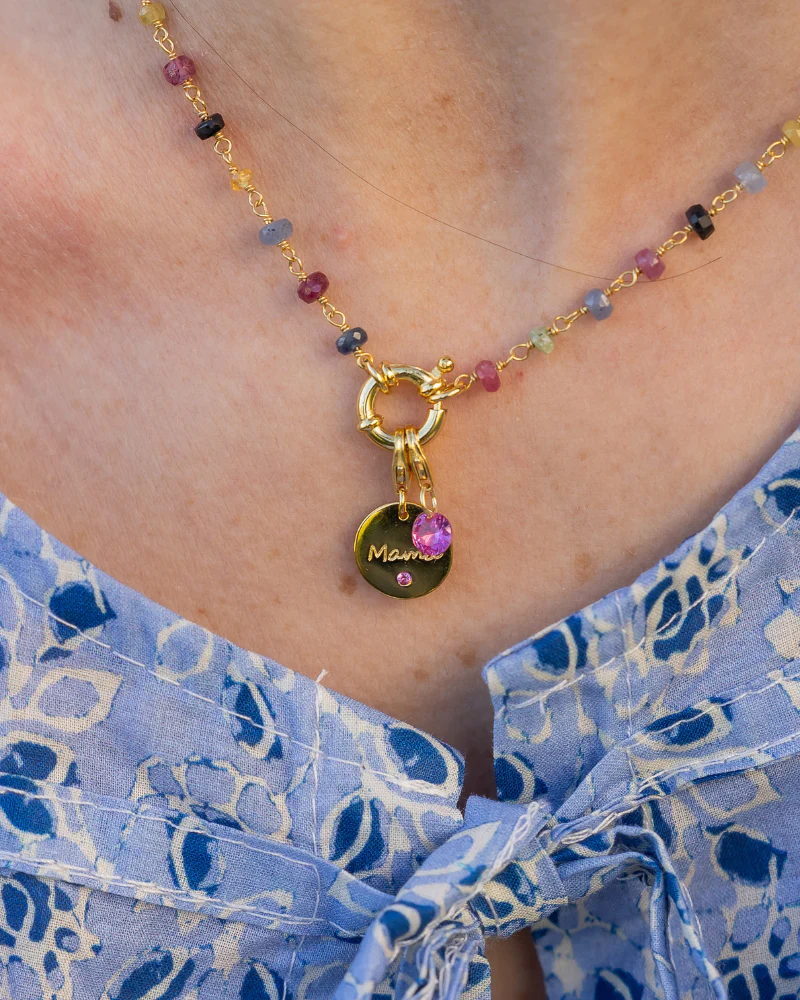 Collar Bella Turmalina light con plaquita Mamá - Image 5