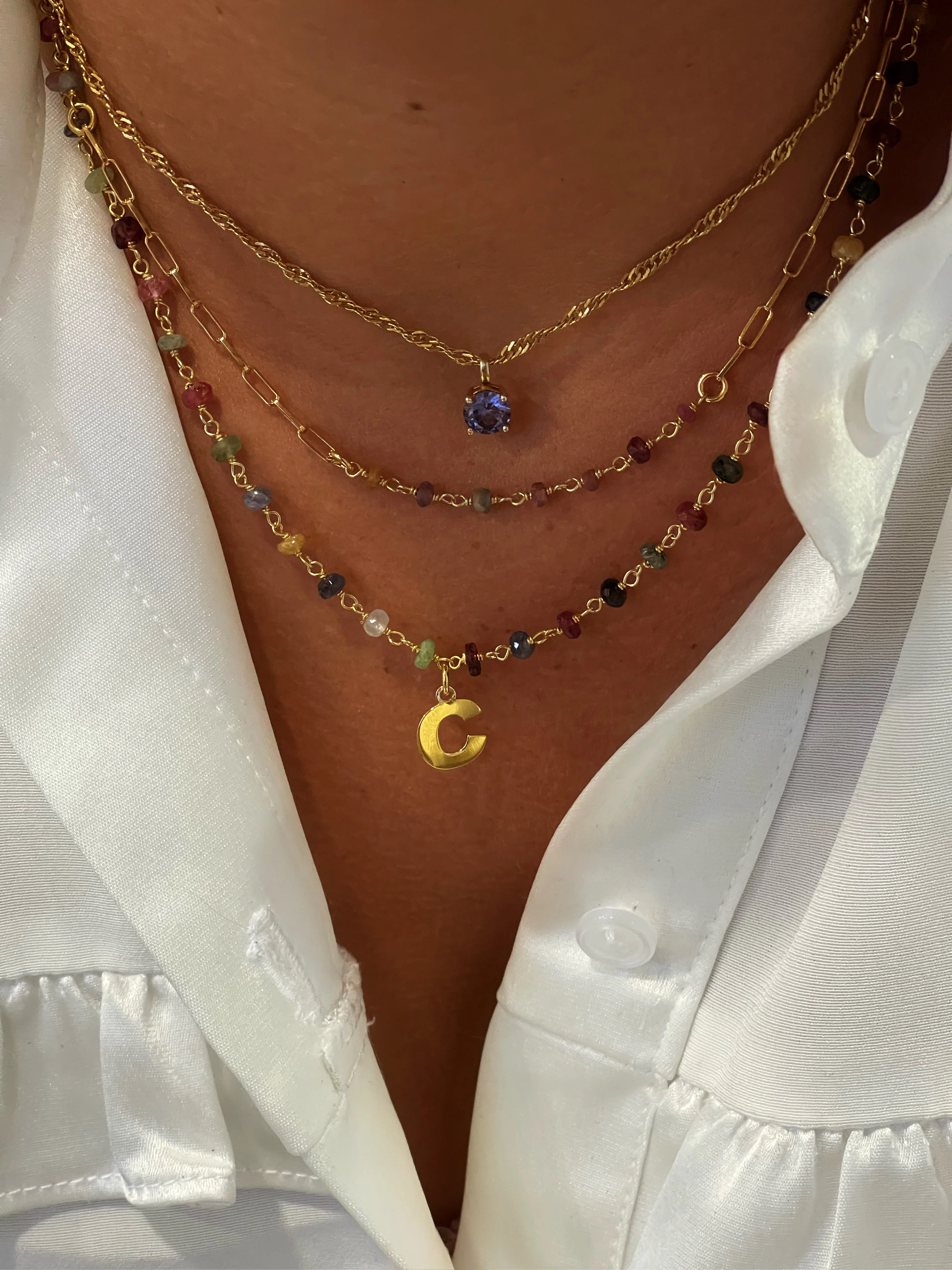 Collar Big Initial turmalina light - Image 3