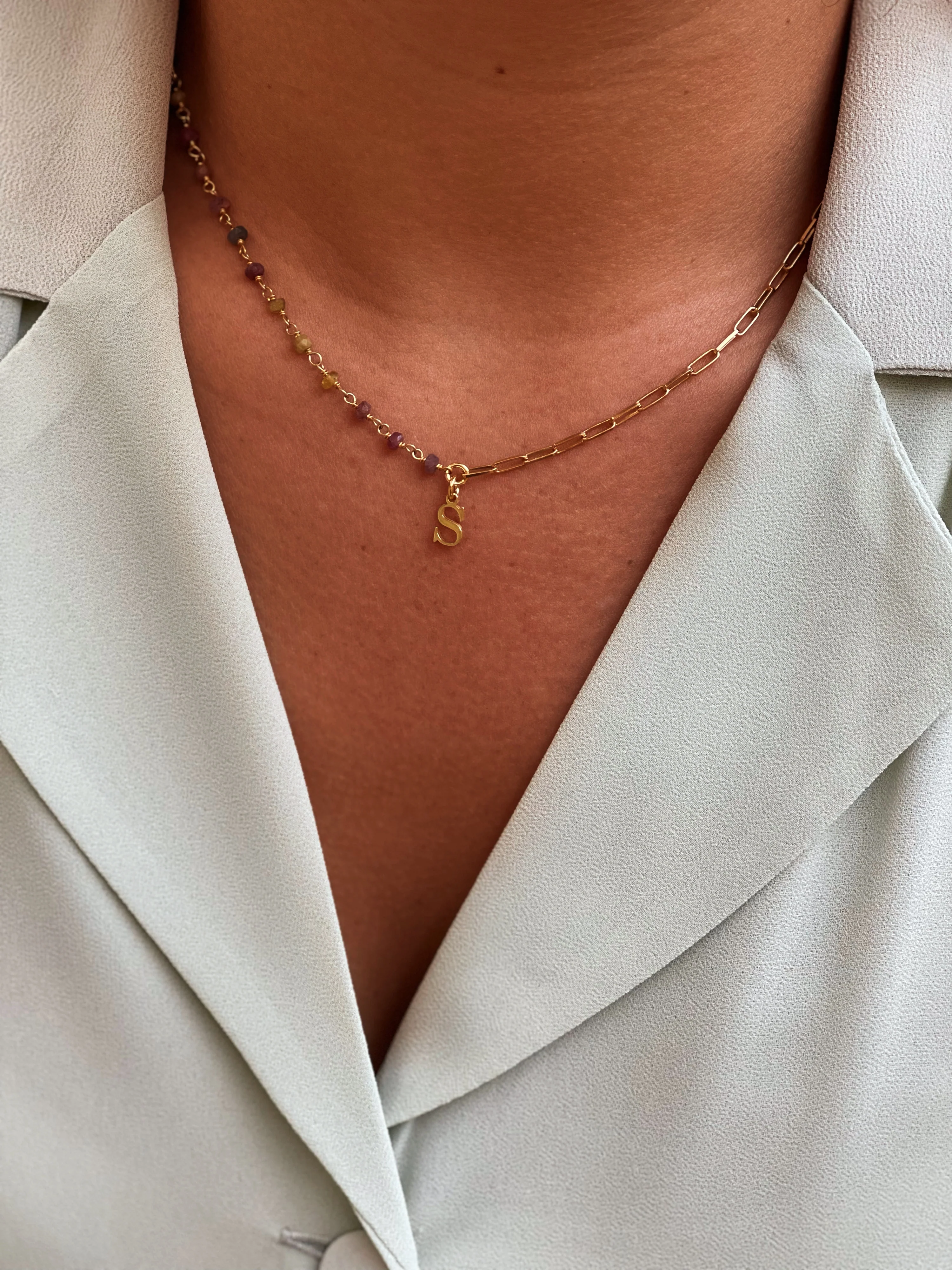 Collar combinado turmalina inicial
