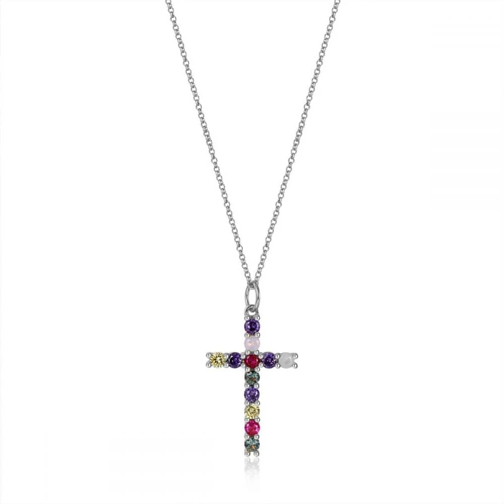 Collar cruz amatista Silver