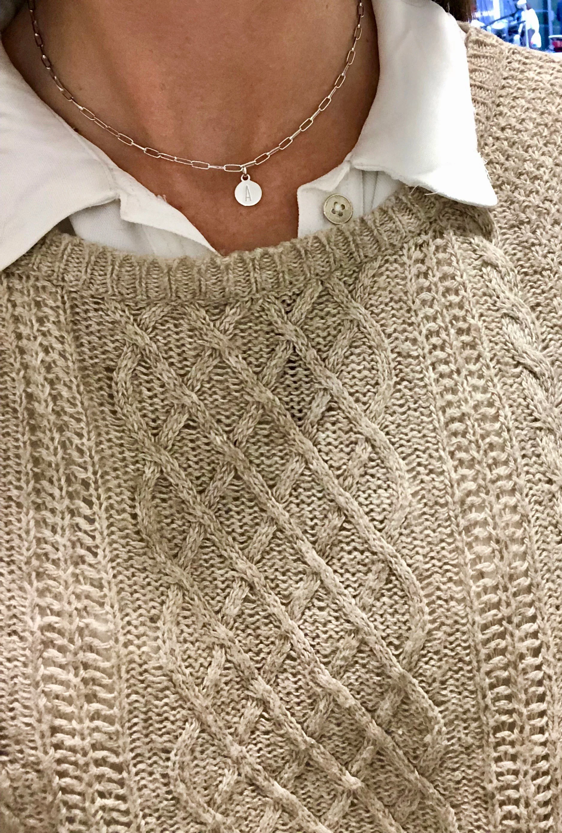 COLLAR MINI INITIAL VINTAGE SILVER