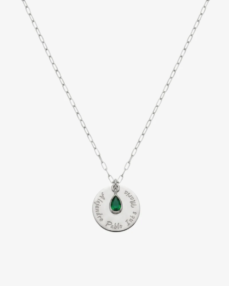 Collar nombres grabados con charm gota Silver - Image 3
