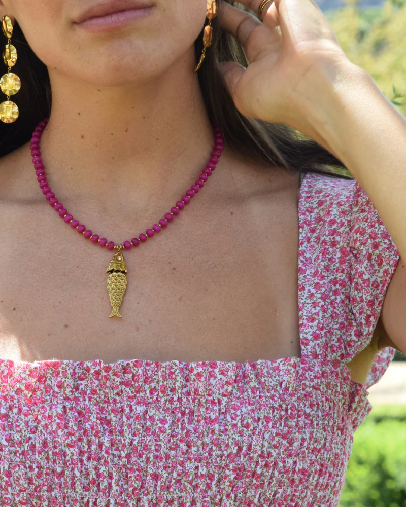 Collar Pez Jade Fucsia - Image 2