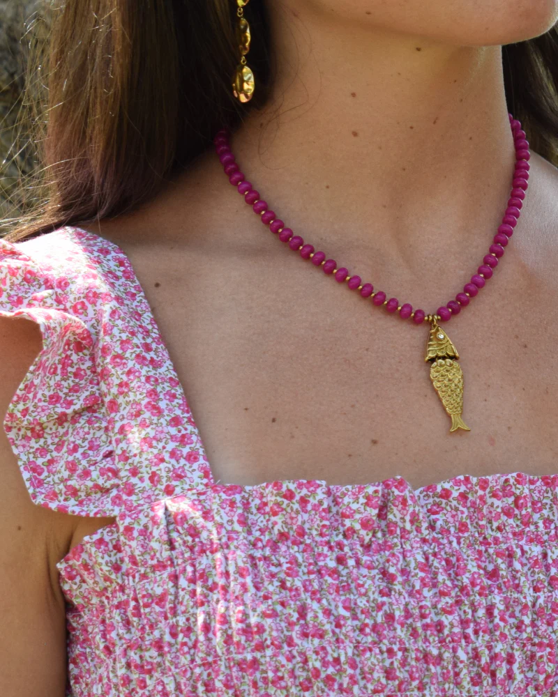 Collar Pez Jade Fucsia - Image 3