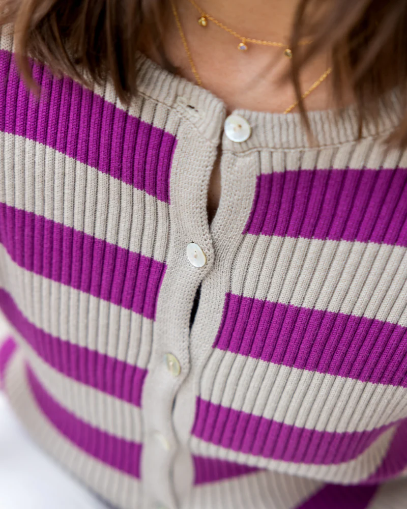 Jersey Valentina rayas beige y fucsia - Image 3