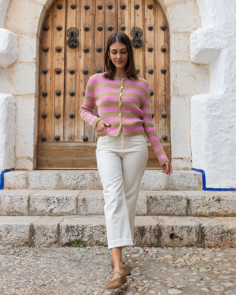 Jersey Valentina rayas camel y rosa - Image 4