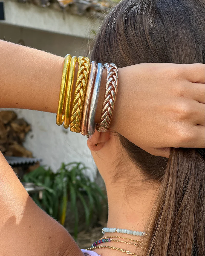 Pack 3 pulseras pan de oro liso: (2 + 1 color) - Image 4