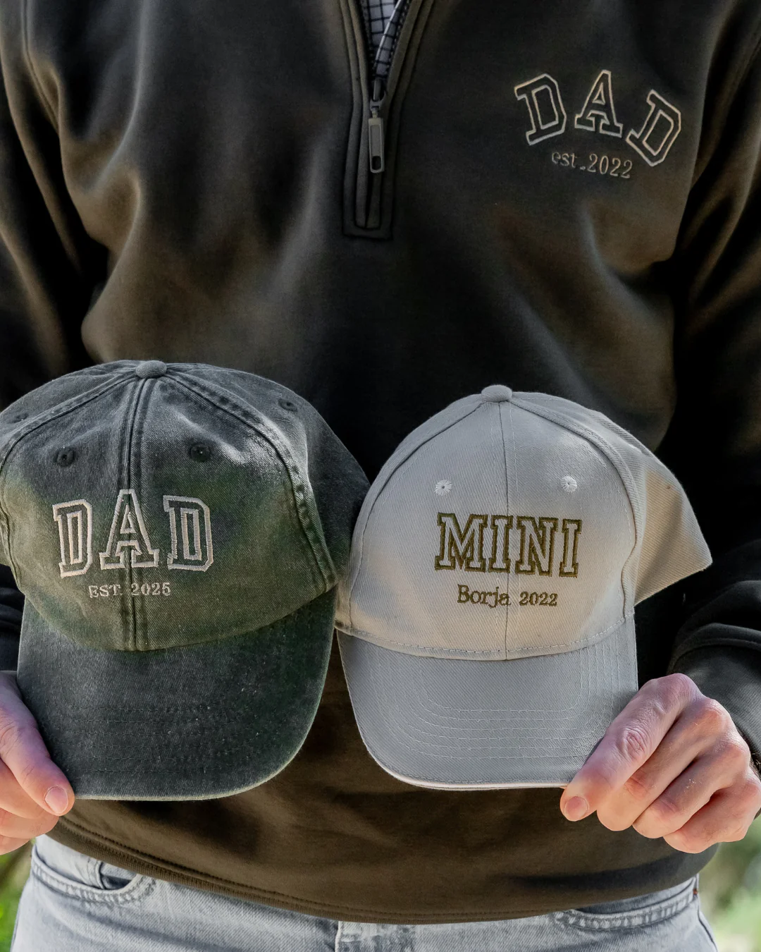 Pack gorras personalizadas DAD y MINI letras gruesas