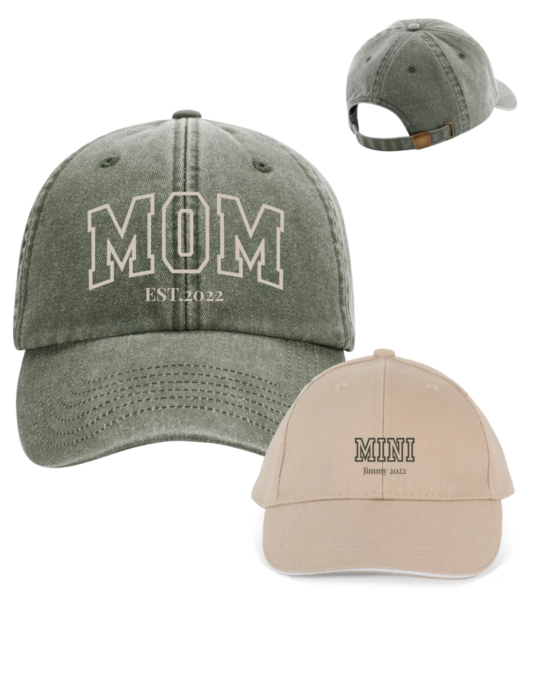 Pack gorras personalizadas MOM y MINI letras gruesas - Image 2