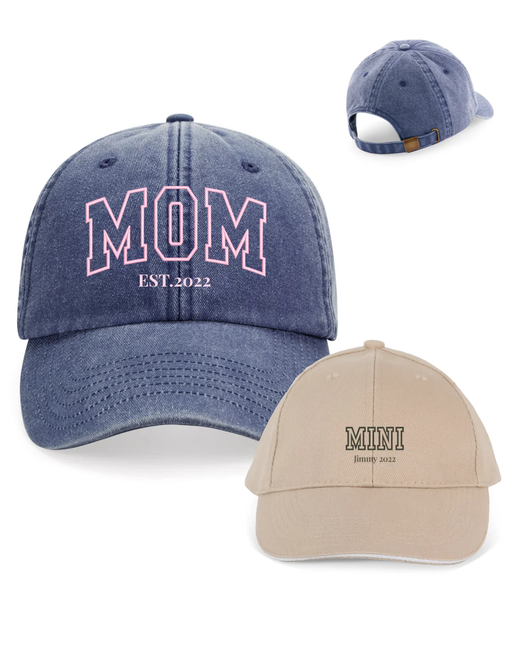 Pack gorras personalizadas MOM y MINI letras gruesas - Image 3