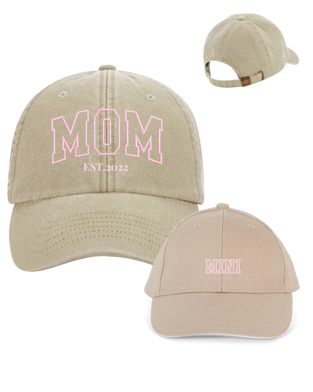 Pack gorras personalizadas MOM y MINI letras gruesas - Image 4