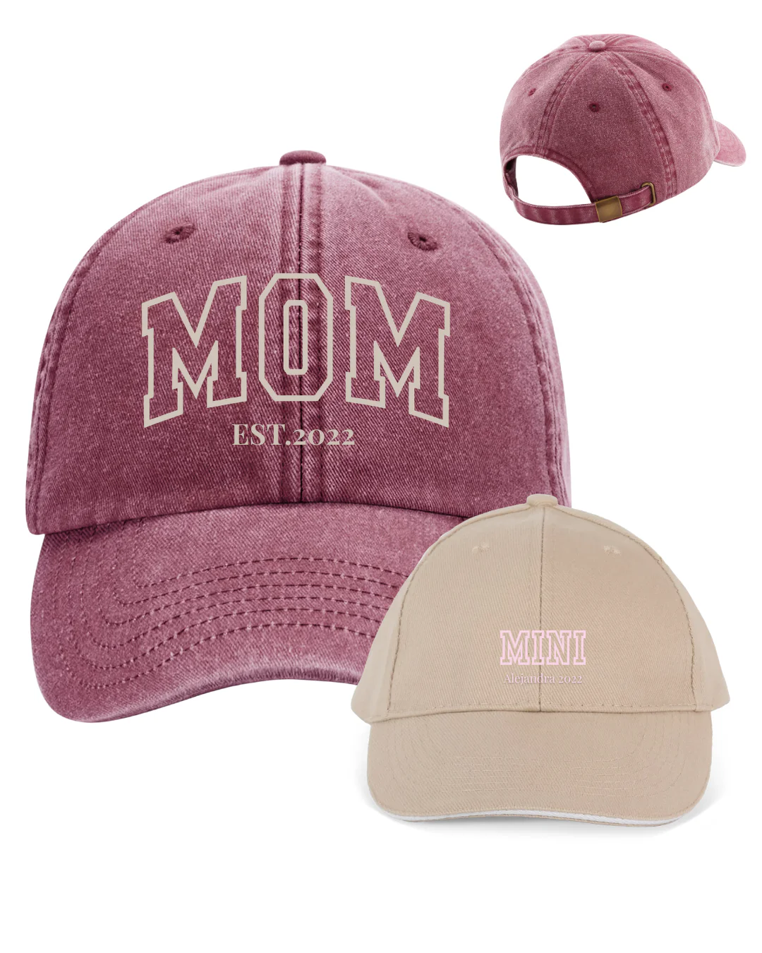 Pack gorras personalizadas MOM y MINI letras gruesas - Image 5