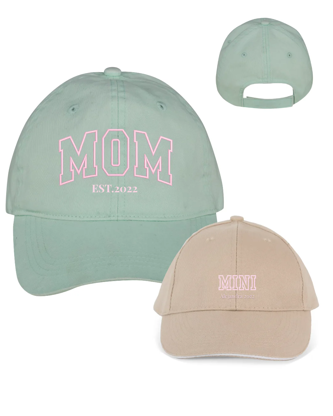 Pack gorras personalizadas MOM y MINI letras gruesas - Image 9