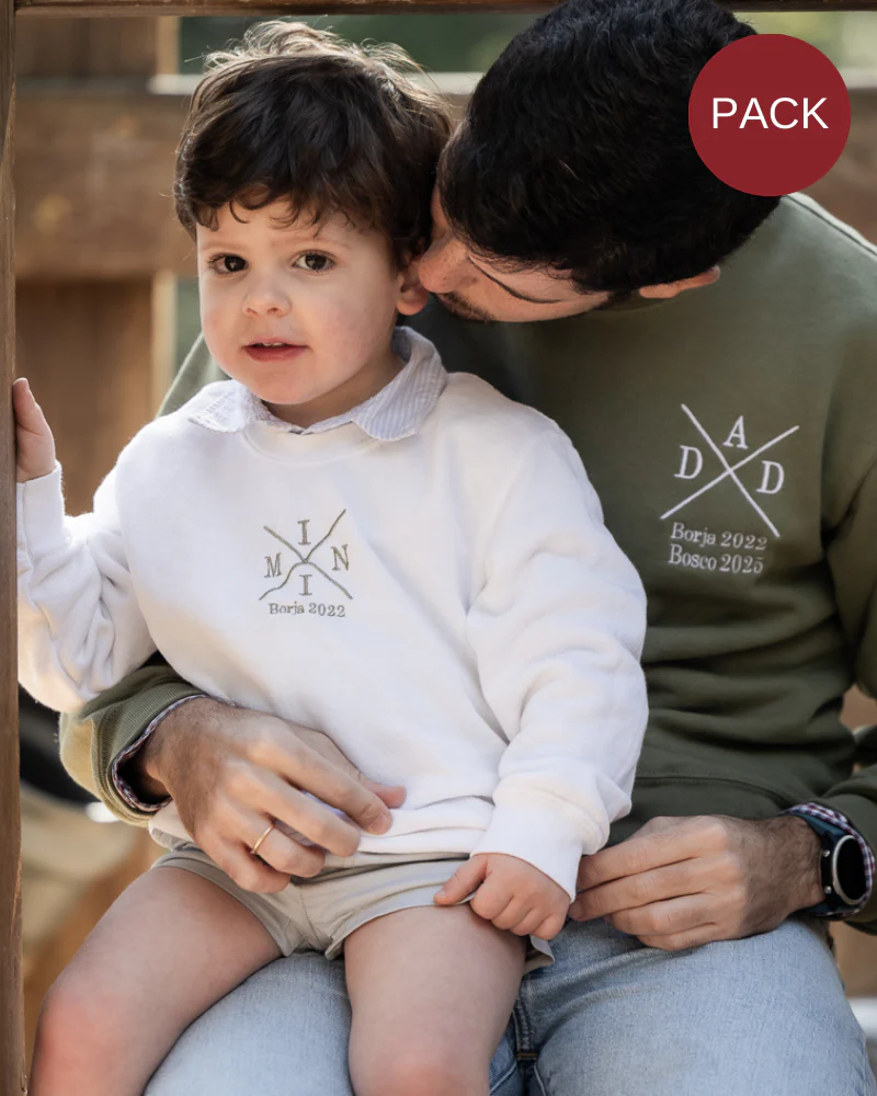 Pack Sudadera cruz personalizada adulto + sudadera cruz niño