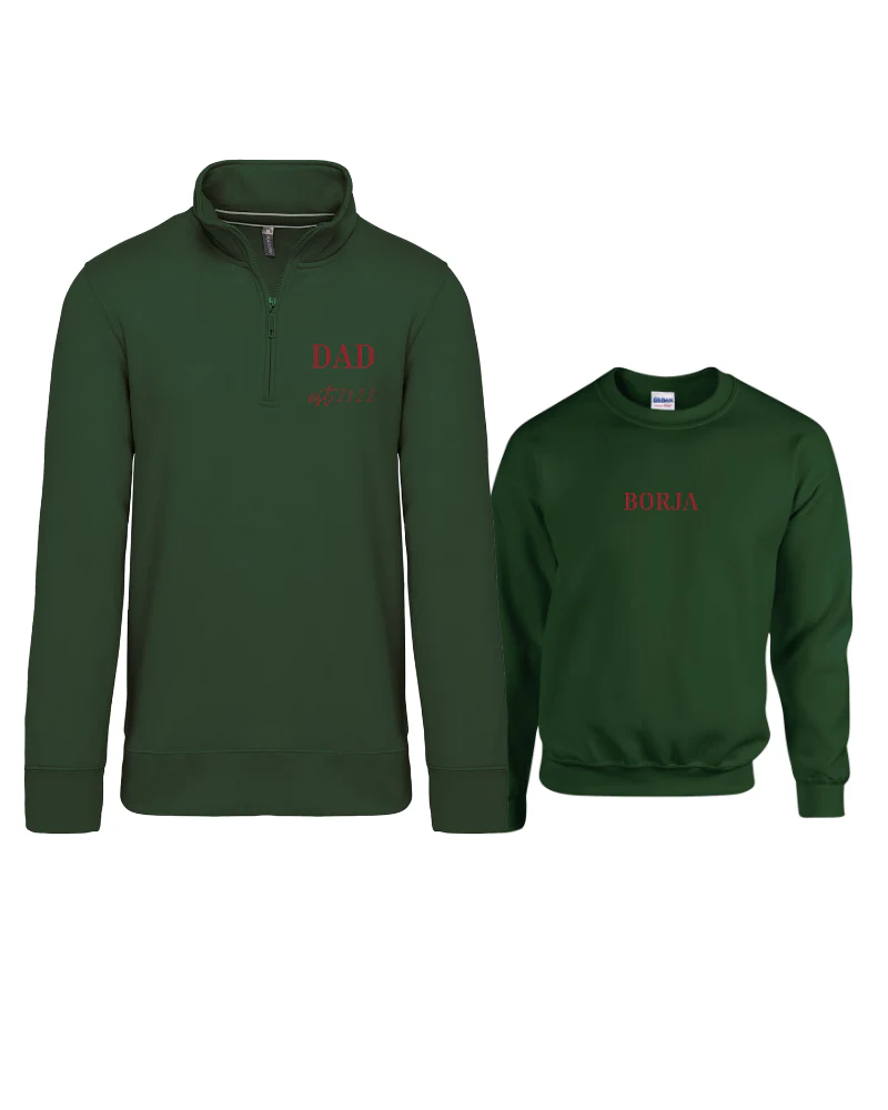 Pack Sudadera Zip personalizada adulto + sudadera cuello redondo niño - Image 7