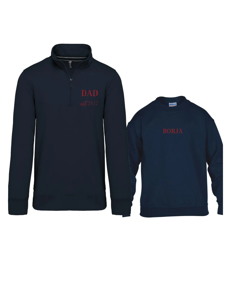 Pack Sudadera Zip personalizada adulto + sudadera cuello redondo niño - Image 8