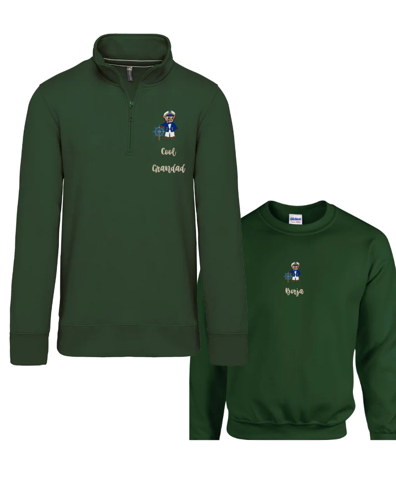 Pack Sudadera Zip personalizada adulto + sudadera cuello redondo niño Oso marinero - Image 6