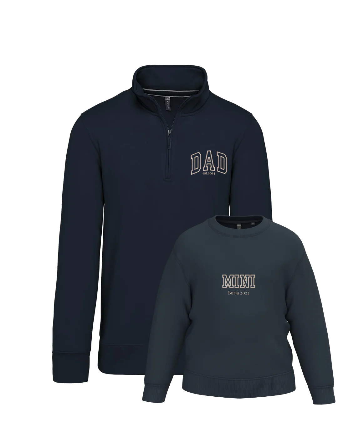 Pack bebé y adulto (zip) sudaderas personalizadas Dad y Mini (hasta 36 meses) - Image 10