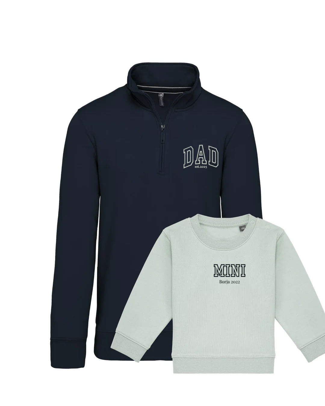Pack bebé y adulto (zip) sudaderas personalizadas Dad y Mini (hasta 36 meses) - Image 11