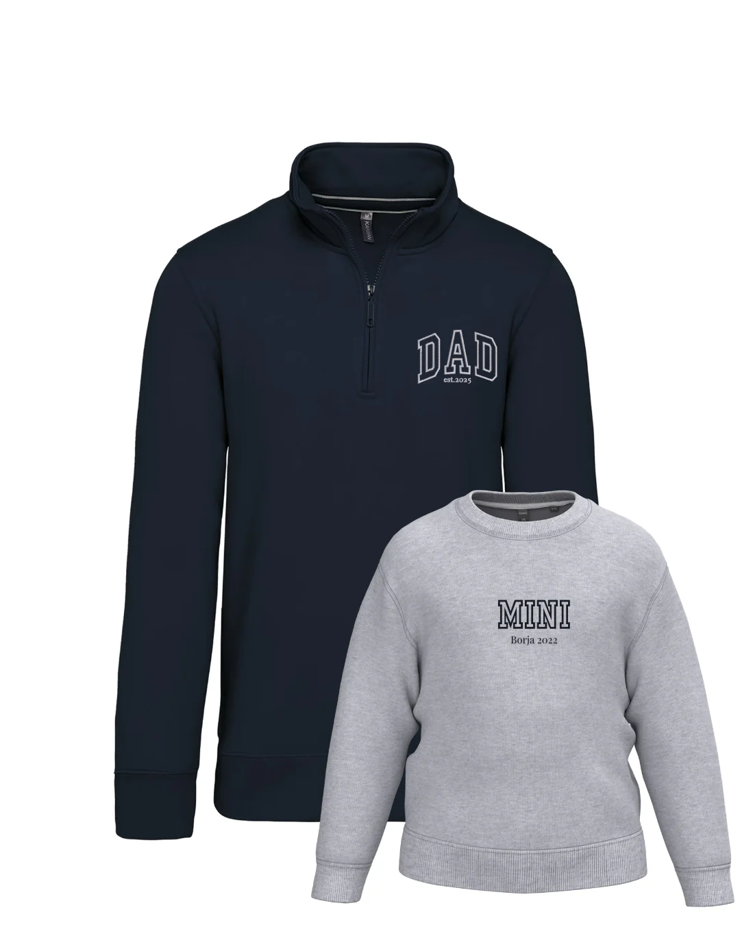 Pack bebé y adulto (zip) sudaderas personalizadas Dad y Mini (hasta 36 meses) - Image 12