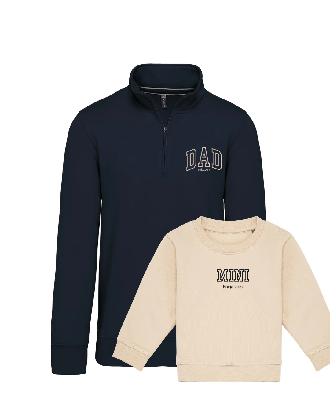 Pack bebé y adulto (zip) sudaderas personalizadas Dad y Mini (hasta 36 meses) - Image 13