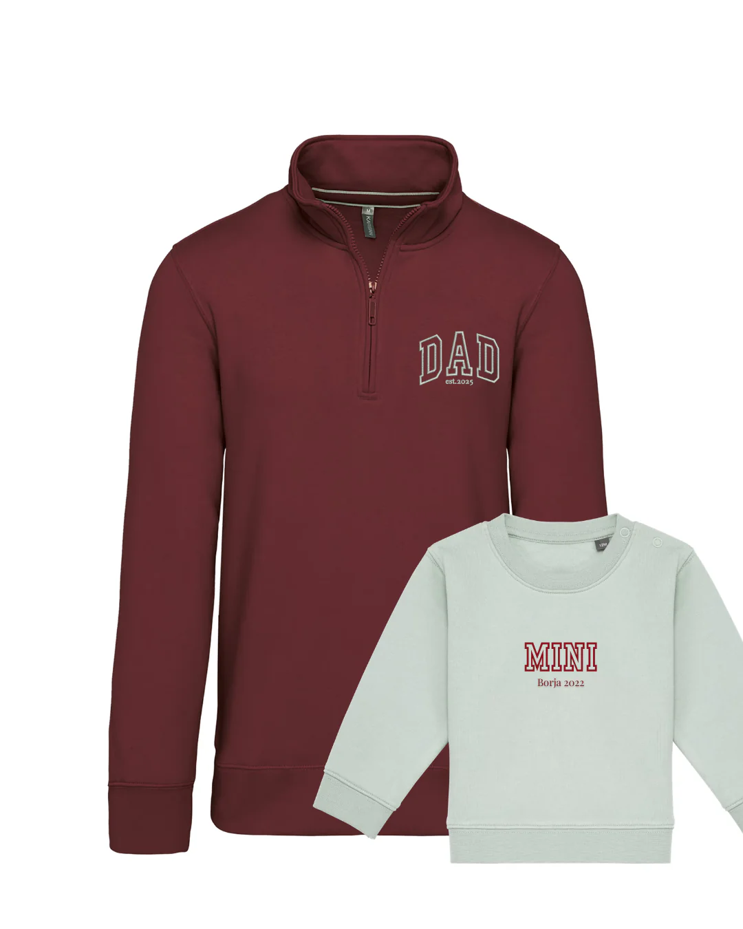 Pack bebé y adulto (zip) sudaderas personalizadas Dad y Mini (hasta 36 meses) - Image 15