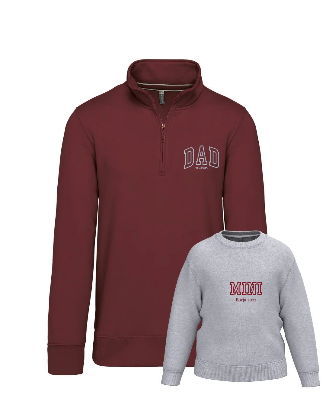 Pack bebé y adulto (zip) sudaderas personalizadas Dad y Mini (hasta 36 meses) - Image 16