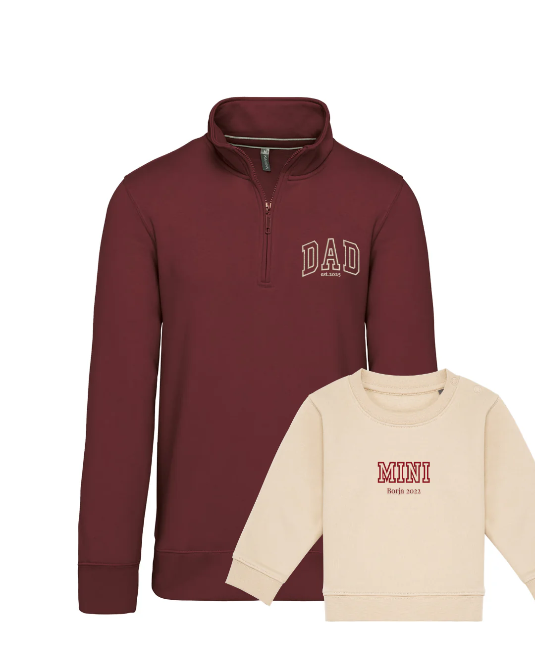 Pack bebé y adulto (zip) sudaderas personalizadas Dad y Mini (hasta 36 meses) - Image 17