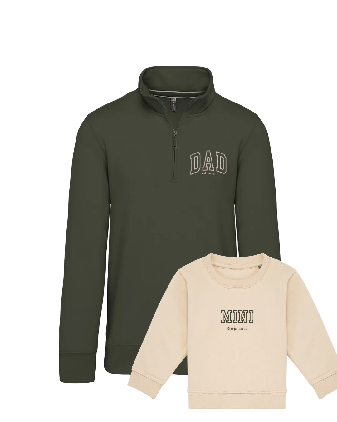 Pack bebé y adulto (zip) sudaderas personalizadas Dad y Mini (hasta 36 meses) - Image 6