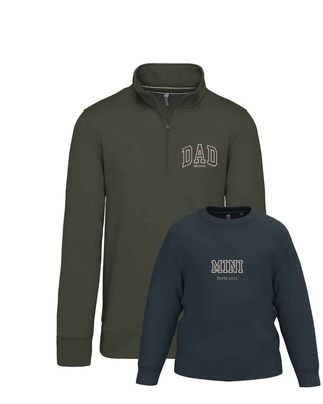 Pack bebé y adulto (zip) sudaderas personalizadas Dad y Mini (hasta 36 meses) - Image 7