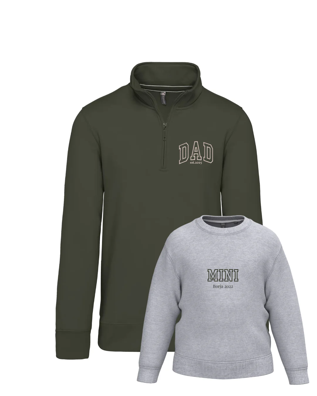Pack bebé y adulto (zip) sudaderas personalizadas Dad y Mini (hasta 36 meses) - Image 8