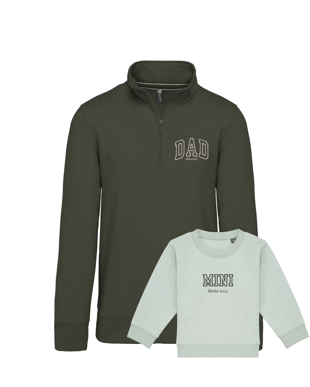 Pack bebé y adulto (zip) sudaderas personalizadas Dad y Mini (hasta 36 meses) - Image 9